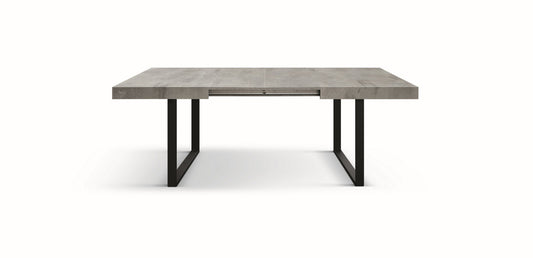 tavolo cinquale in legno, finitura grigio cemento con gambe in metallo antracite, allungabile 160×90 cm – 240×90 cm,...