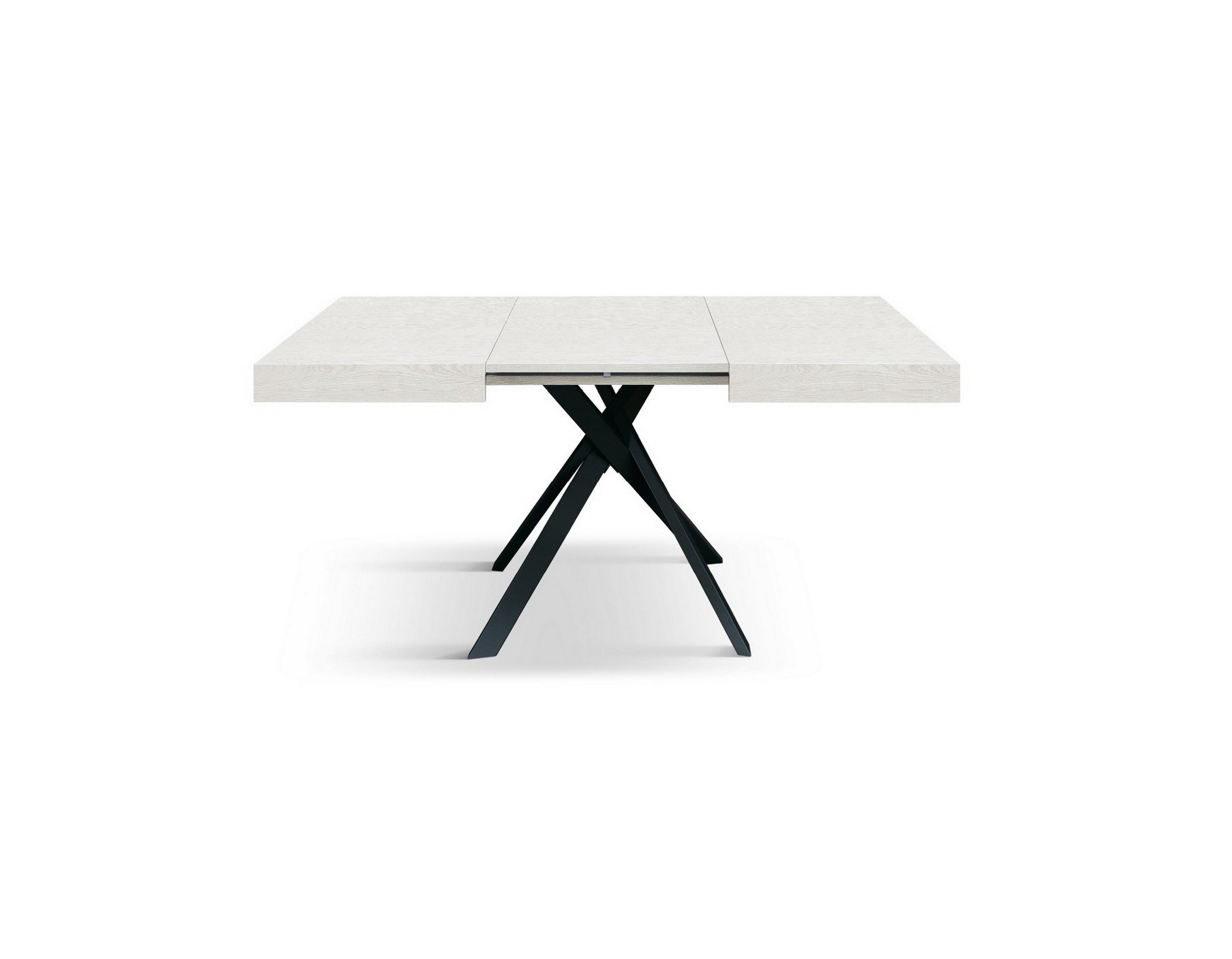 tavolo forte dei marmi in legno, finitura bianco frassinato e gambe incrociate in metallo antracite, allungabile 95×90 cm –...