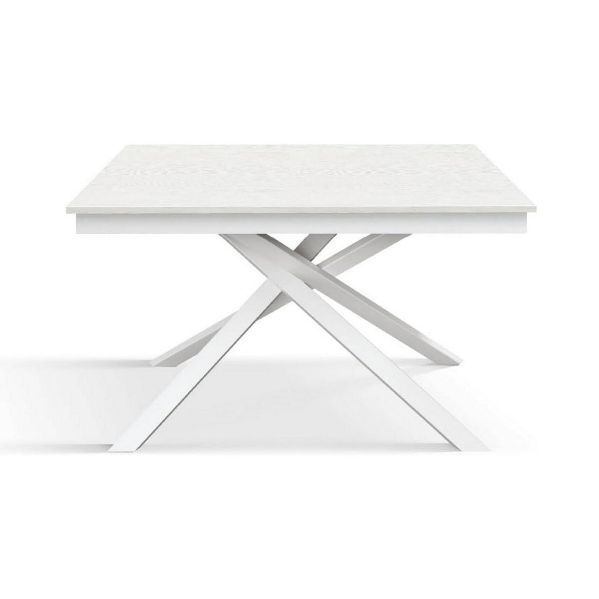 tavolo volpaia in legno, finitura bianco frassinato e base in metallo verniciato bianco, allungabile 120×80 cm – 170×80 cm,...