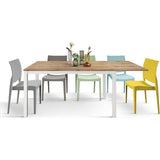 tavolo tropea in legno, finitura rovere rustico e base in metallo verniciato bianco, allungabile 160×90 cm – 210×90 cm,...