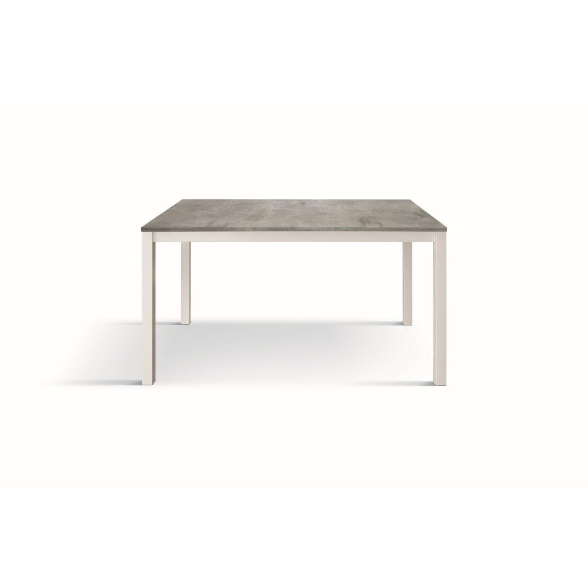 tavolo tropea in legno, finitura grigio cemento e base in metallo verniciato bianco, allungabile 120×80 cm – 170×80 cm,...