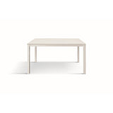 tavolo tropea in legno, finitura bianco frassinato e base in metallo verniciato bianco, allungabile 160×90 cm – 210×90 cm,...
