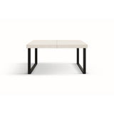 tavolo cinquale in legno, finitura bianco frassinato con gambe in metallo antracite, allungabile 140×90 cm – 220×90 cm,...