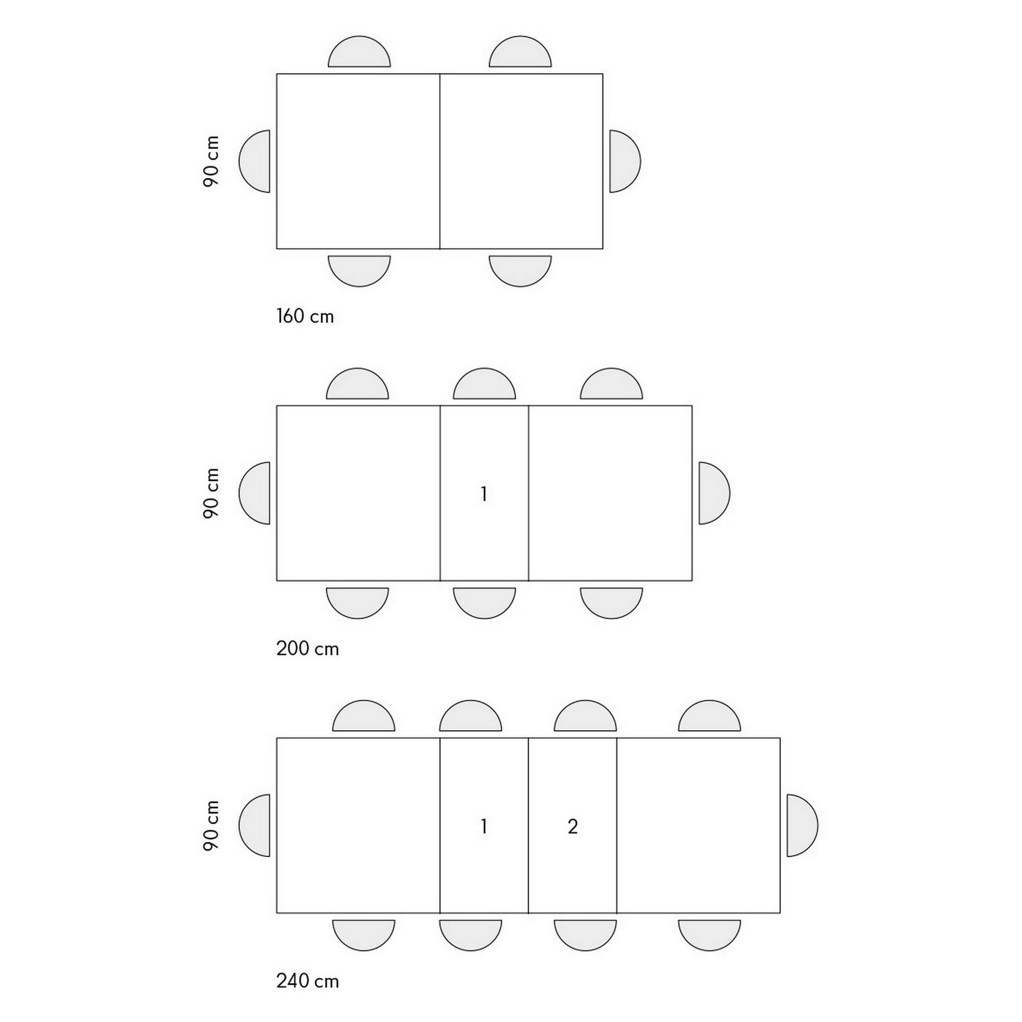 tavolo cinquale in legno, finitura bianco frassinato con gambe in metallo antracite, allungabile 160×90 cm – 240×90 cm,...