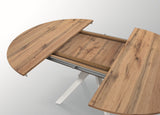 tavolo rotondo pantelleria in legno effetto rovere rustico con gambe incrociate in metallo bianco, allungabile ⌀120 cm –...