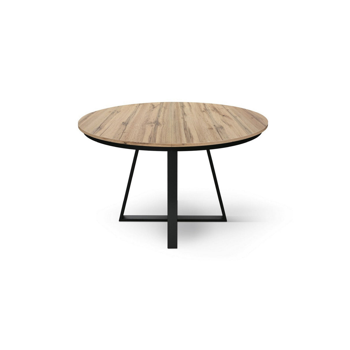 tavolo rotondo pantelleria in legno effetto rovere rustico con base a x in metallo antracite, allungabile ⌀120 cm – ⌀170 cm,...