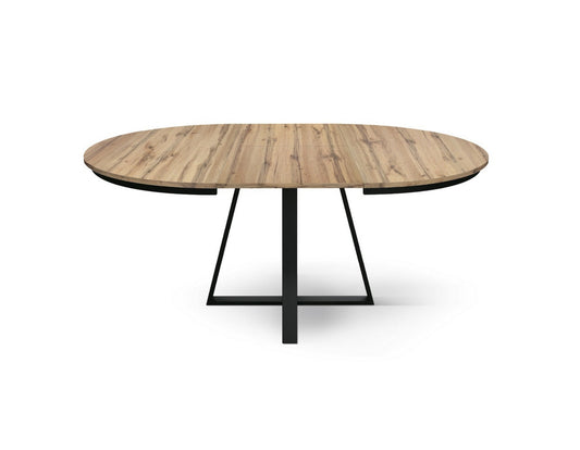 tavolo rotondo pantelleria in legno effetto rovere rustico con base a x in metallo antracite, allungabile ⌀120 cm – ⌀170 cm,...