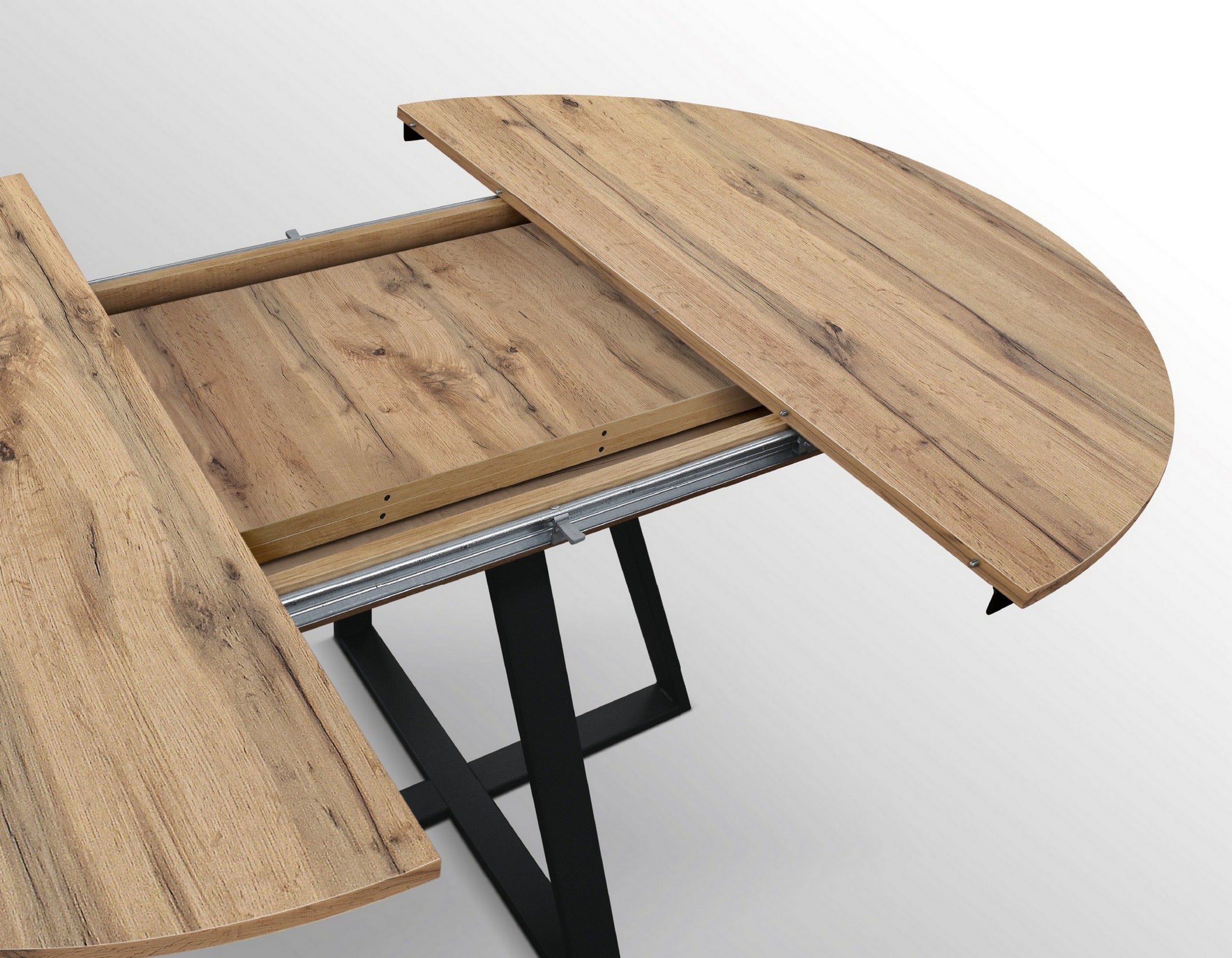 tavolo rotondo pantelleria in legno effetto rovere rustico con base a x in metallo antracite, allungabile ⌀120 cm – ⌀170 cm,...