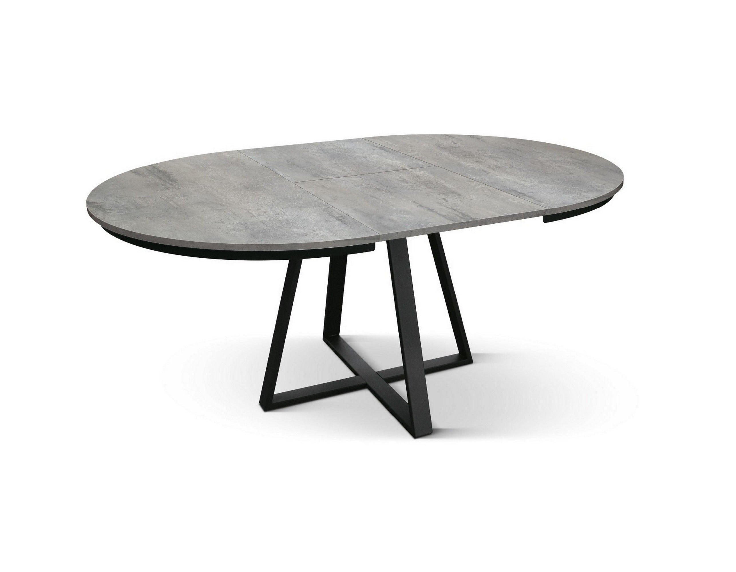 tavolo rotondo pantelleria in legno effetto grigio cemento con base a x in metallo antracite, allungabile ⌀120 cm – ⌀170 cm,...