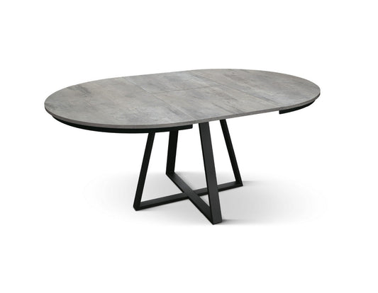 tavolo rotondo pantelleria in legno effetto grigio cemento con base a x in metallo antracite, allungabile ⌀120 cm – ⌀170 cm,...