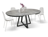 tavolo rotondo pantelleria in legno effetto grigio cemento con base a x in metallo antracite, allungabile ⌀120 cm – ⌀170 cm,...