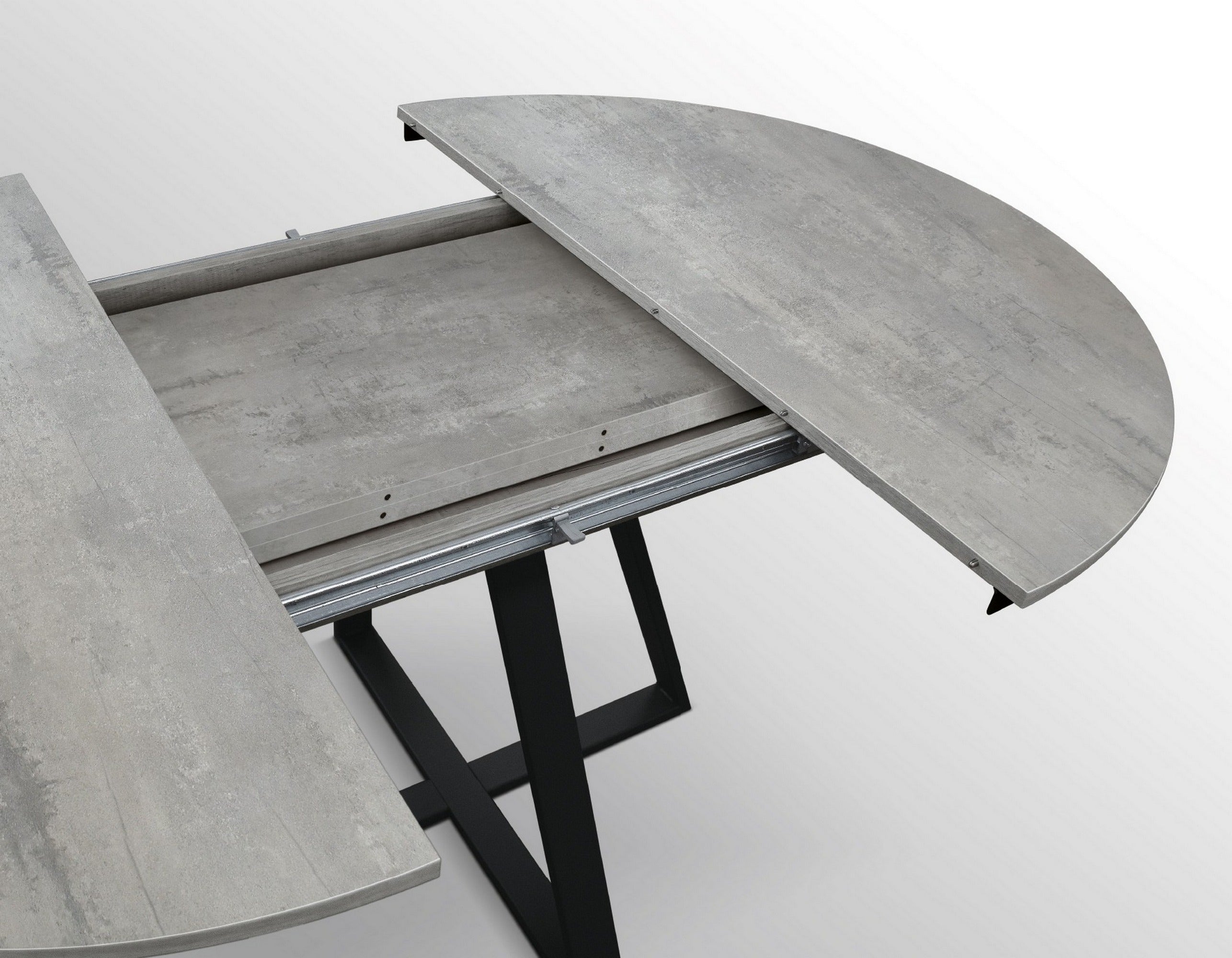 tavolo rotondo pantelleria in legno effetto grigio cemento con base a x in metallo antracite, allungabile ⌀120 cm – ⌀170 cm,...