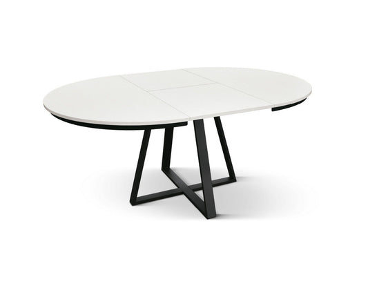 tavolo rotondo pantelleria in legno effetto bianco frassinato con base a x in metallo antracite, allungabile ⌀120 cm – ⌀170...