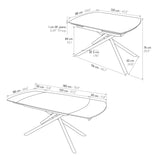 tavolo bonifacio in ceramica bianco statuario e base in metallo verniciato nero, allungabile 120×88 cm – 180×88 cm,...