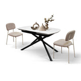 tavolo bonifacio in ceramica bianco statuario e base in metallo verniciato nero, allungabile 120×88 cm – 180×88 cm, design...