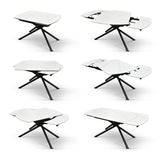 tavolo bonifacio in ceramica bianco statuario e base in metallo verniciato nero, allungabile 120×88 cm – 180×88 cm,...