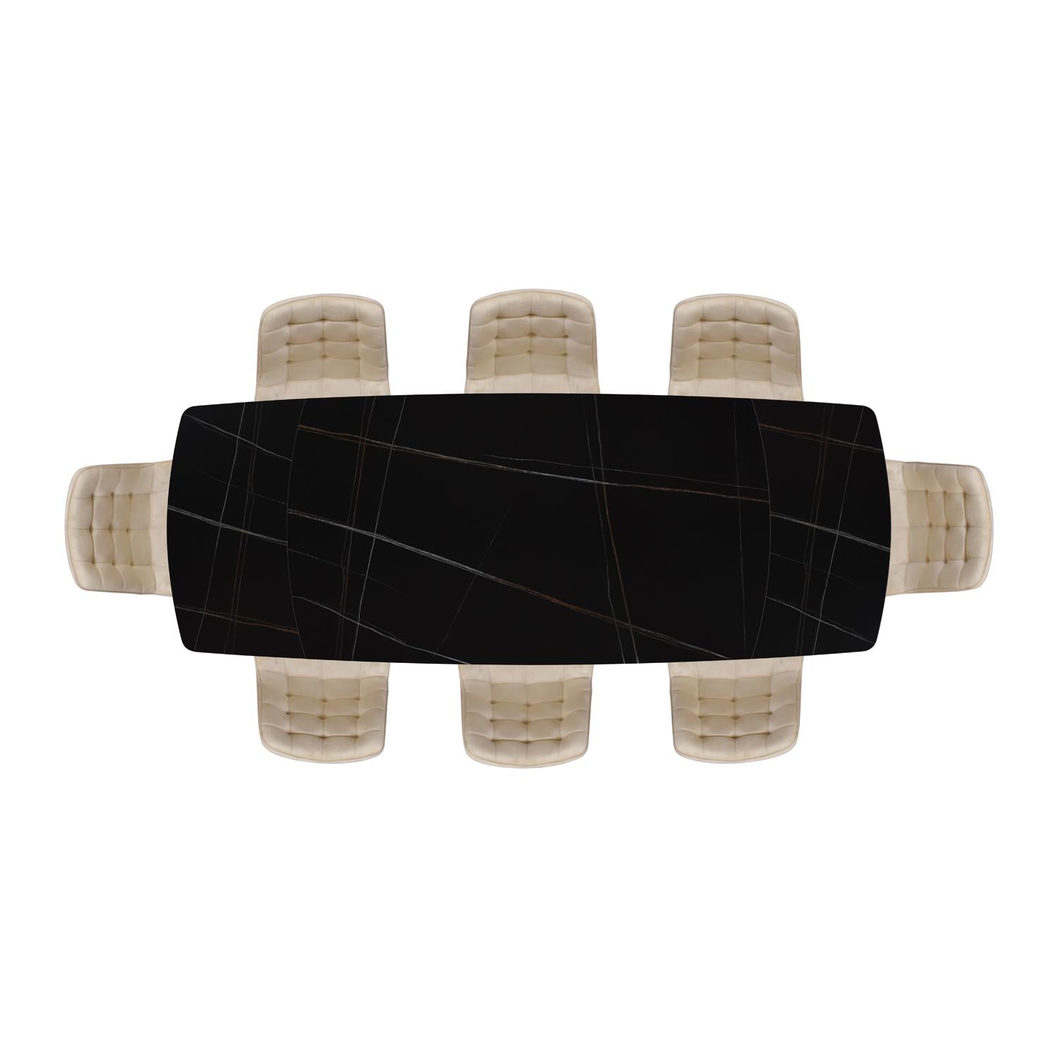 tavolo bonifacio in ceramica nero sahara e base in metallo verniciato nero, allungabile 140×90 cm – 200×90 cm, tavolo...