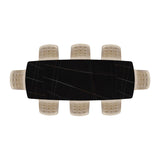 tavolo bonifacio in ceramica nero sahara e base in metallo verniciato nero, allungabile 160×90 cm – 240×90 cm, perfetto per...