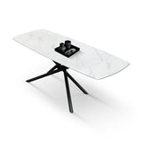 tavolo bonifacio in ceramica bianco statuario e base in metallo verniciato nero, allungabile 160×90 cm – 240×90 cm, design...