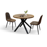 tavolo rotondo pola in legno, finitura rovere rustico e gambe incrociate in metallo nero, allungabile ø100xh75 cm –...