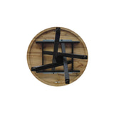 tavolo rotondo pola in legno, finitura rovere rustico e gambe incrociate in metallo nero, allungabile ø100xh75 cm –...