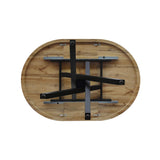 tavolo rotondo pola in legno, finitura rovere rustico e gambe incrociate in metallo nero, allungabile ø100xh75 cm –...