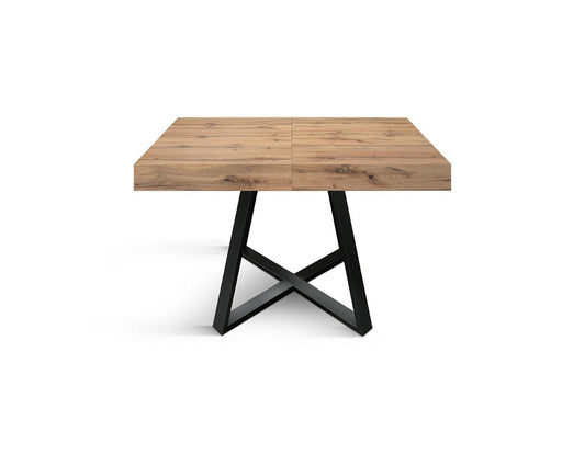 tavolo forte dei marmi in legno, finitura rovere rustico e base incrociata in metallo antracite, allungabile 95×90 cm – 145...