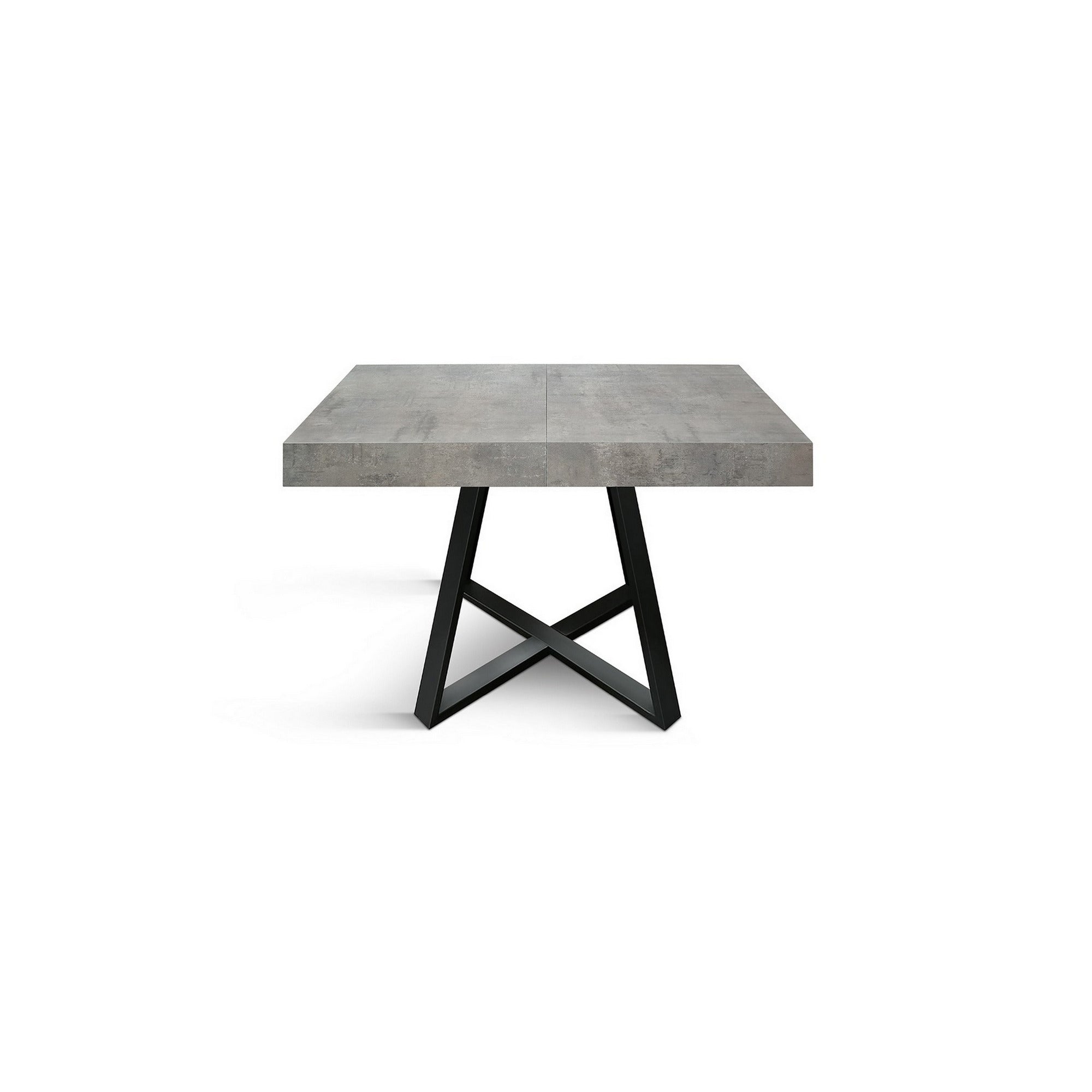 tavolo forte dei marmi in legno, finitura grigio cemento e base incrociata in metallo antracite, allungabile 95×90 cm – 145...