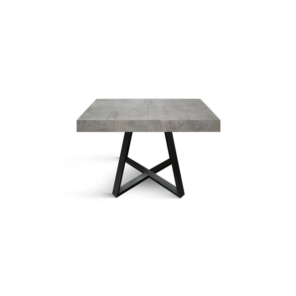 tavolo forte dei marmi in legno, finitura grigio cemento e base incrociata in metallo antracite, allungabile 95×90 cm – 145...