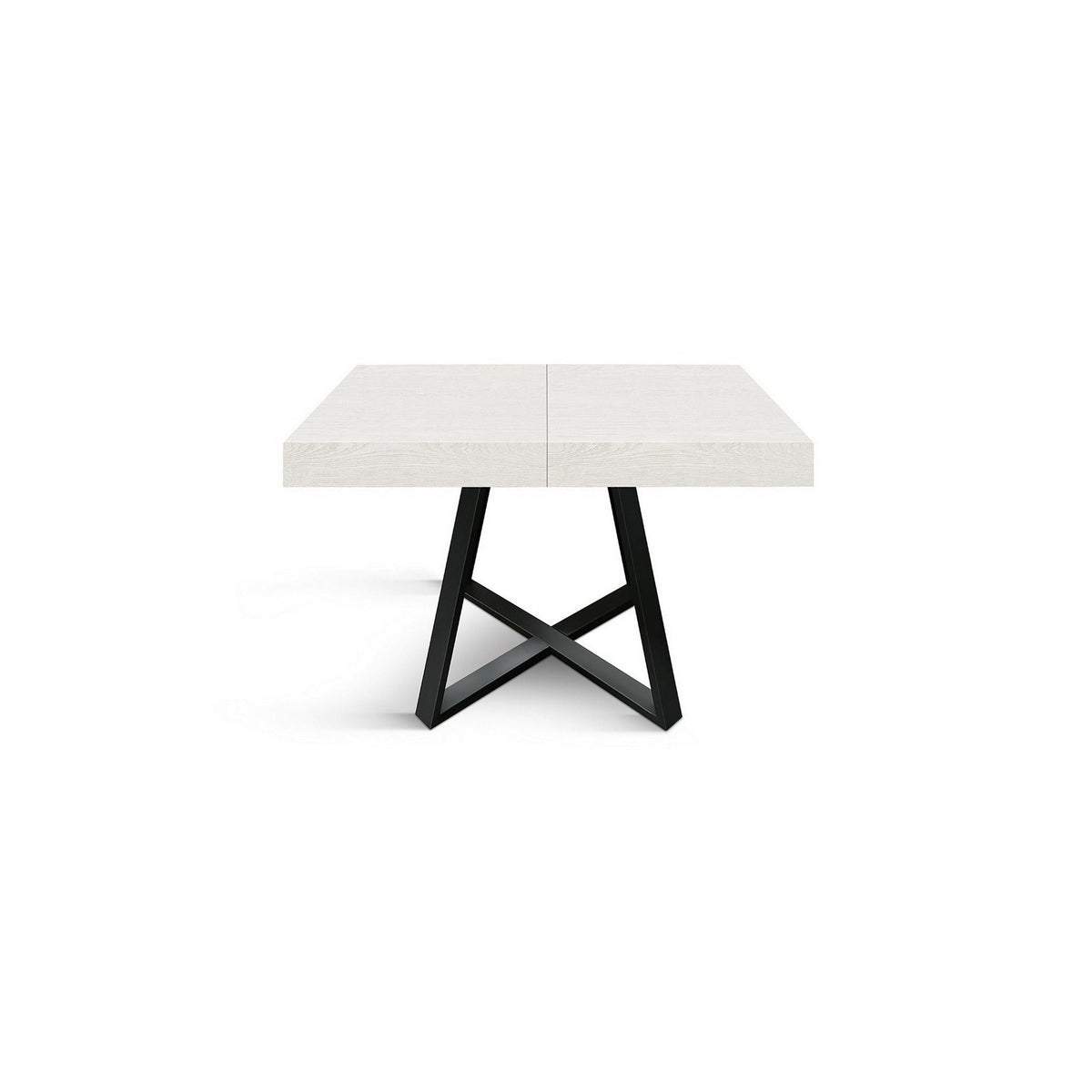 tavolo forte dei marmi in legno, finitura bianco frassinato e base incrociata in metallo antracite, allungabile 95×90 cm –...