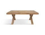 tavolo allungabile amalfi in legno effetto rovere rustico e gambe a x, allungabile 180×90 cm – 260×90 cm, vista ambientata...