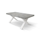 tavolo allungabile amalfi in legno effetto grigio cemento e gambe a x bianche, allungabile 160×90 cm – 240×90 cm, tavolo...