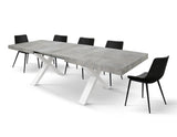 tavolo allungabile amalfi in legno effetto grigio cemento e gambe a x bianche, allungabile 160×90 cm – 240×90 cm, design...