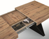 tavolo vulcano in legno, finitura rovere rustico con base in legno mdf antracite, allungabile 180×90 cm – 260×90 cm, design...