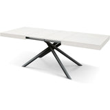 tavolo carrara in legno, finitura bianco frassinato e base in metallo verniciato antracite, allungabile 140×90 cm – 220×90...