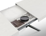 tavolo carrara in legno, finitura bianco frassinato e base in metallo verniciato antracite, allungabile 140×90 cm – 220×90...