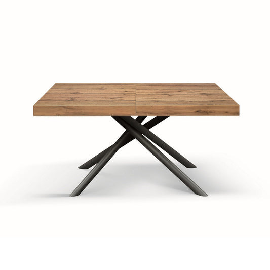 tavolo carrara in legno, finitura rovere rustico e base in metallo antracite, allungabile 160×90 cm – 240×90 cm, tavolo...