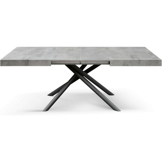 tavolo carrara in legno, finitura grigio cemento e base in metallo verniciato antracite, allungabile 160×90 cm – 240×90 cm,...