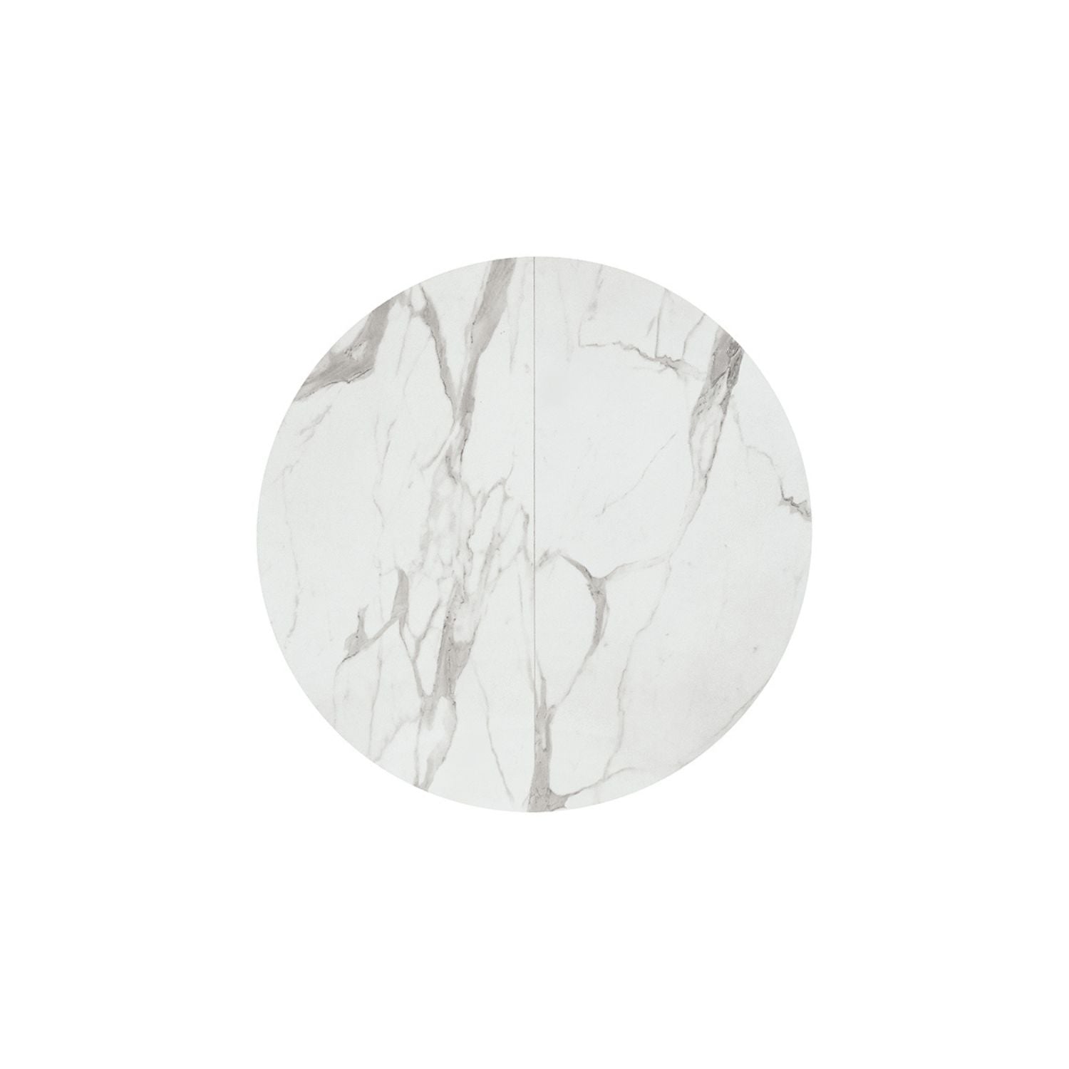 tavolo rotondo pantelleria in legno, finitura bianco statuario e gambe in metallo nero, allungabile ø120xh75,3 cm –...