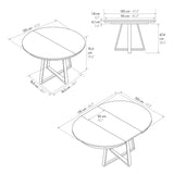 tavolo rotondo pantelleria in legno, finitura bianco statuario e gambe in metallo nero, allungabile ø120xh75,3 cm –...