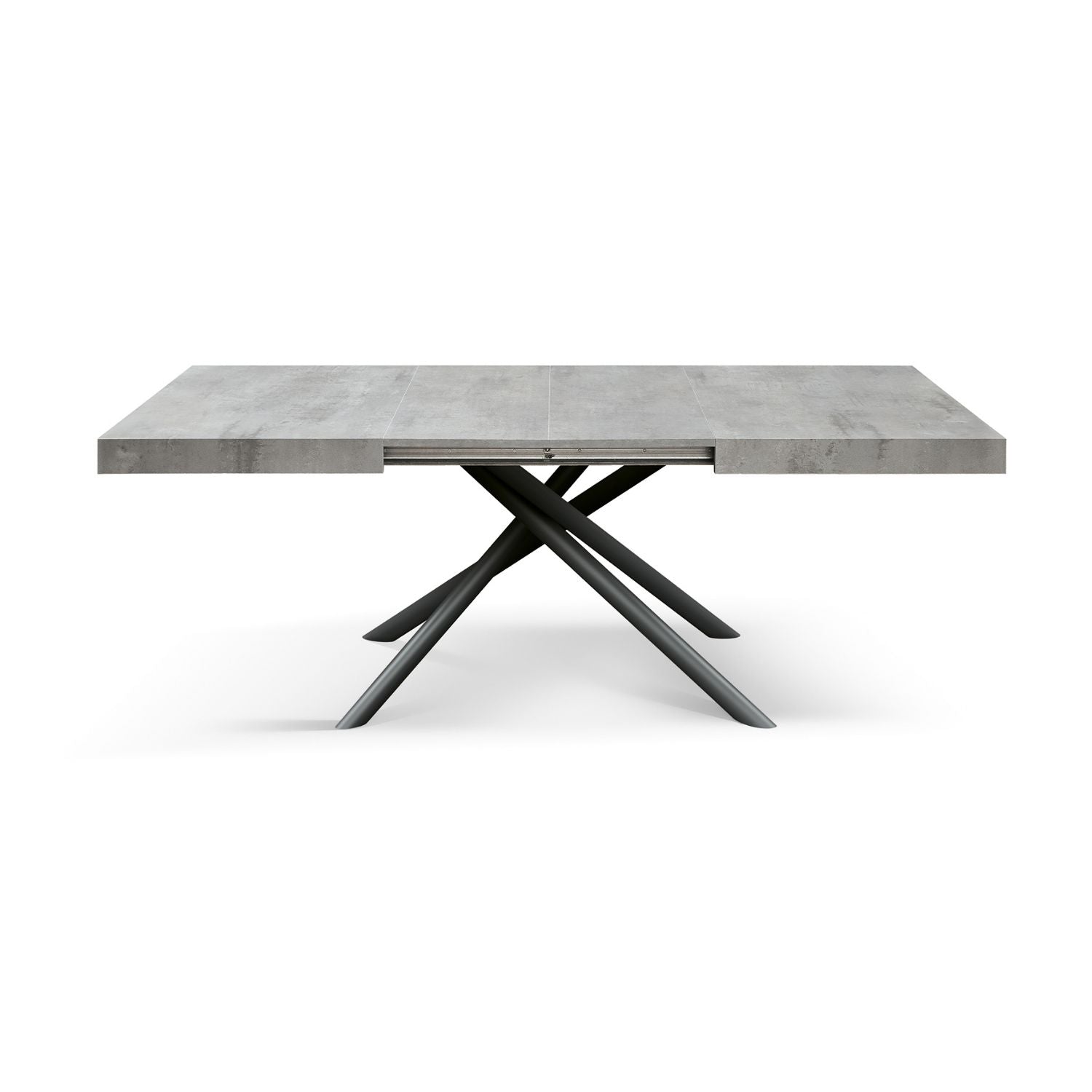 tavolo carrara in legno, finitura grigio cemento e base in metallo verniciato antracite, allungabile 180×90 cm – 260×90 cm,...