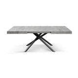 tavolo carrara in legno, finitura grigio cemento e base in metallo verniciato antracite, allungabile 180×90 cm – 260×90 cm,...