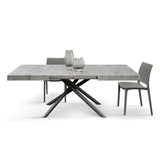tavolo carrara in legno, finitura grigio cemento e base in metallo verniciato antracite, allungabile 180×90 cm – 260×90 cm,...