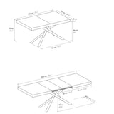 tavolo carrara in legno, finitura grigio cemento e base in metallo verniciato antracite, allungabile 180×90 cm – 260×90 cm,...