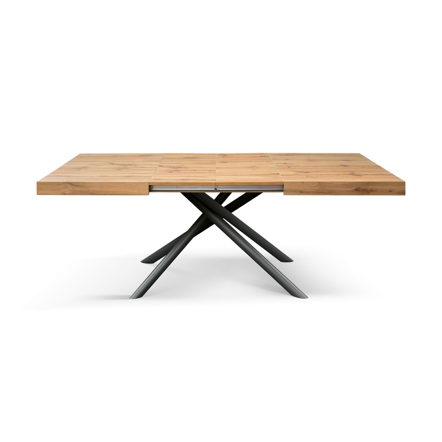 tavolo carrara in legno, finitura rovere rustico e base in metallo verniciato antracite, allungabile 180×90 cm – 260×90 cm,...