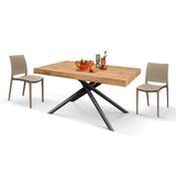 tavolo carrara in legno, finitura rovere rustico e base in metallo verniciato antracite, allungabile 180×90 cm – 260×90 cm,...