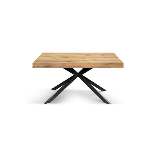 tavolo camaiore in legno, finitura rovere rustico e base a x in metallo antracite, allungabile 180×90 cm – 260×90 cm, tavolo...