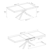 tavolo carrara in legno, finitura bianco frassinato e base in metallo verniciato antracite, allungabile 180×90 cm – 260×90...