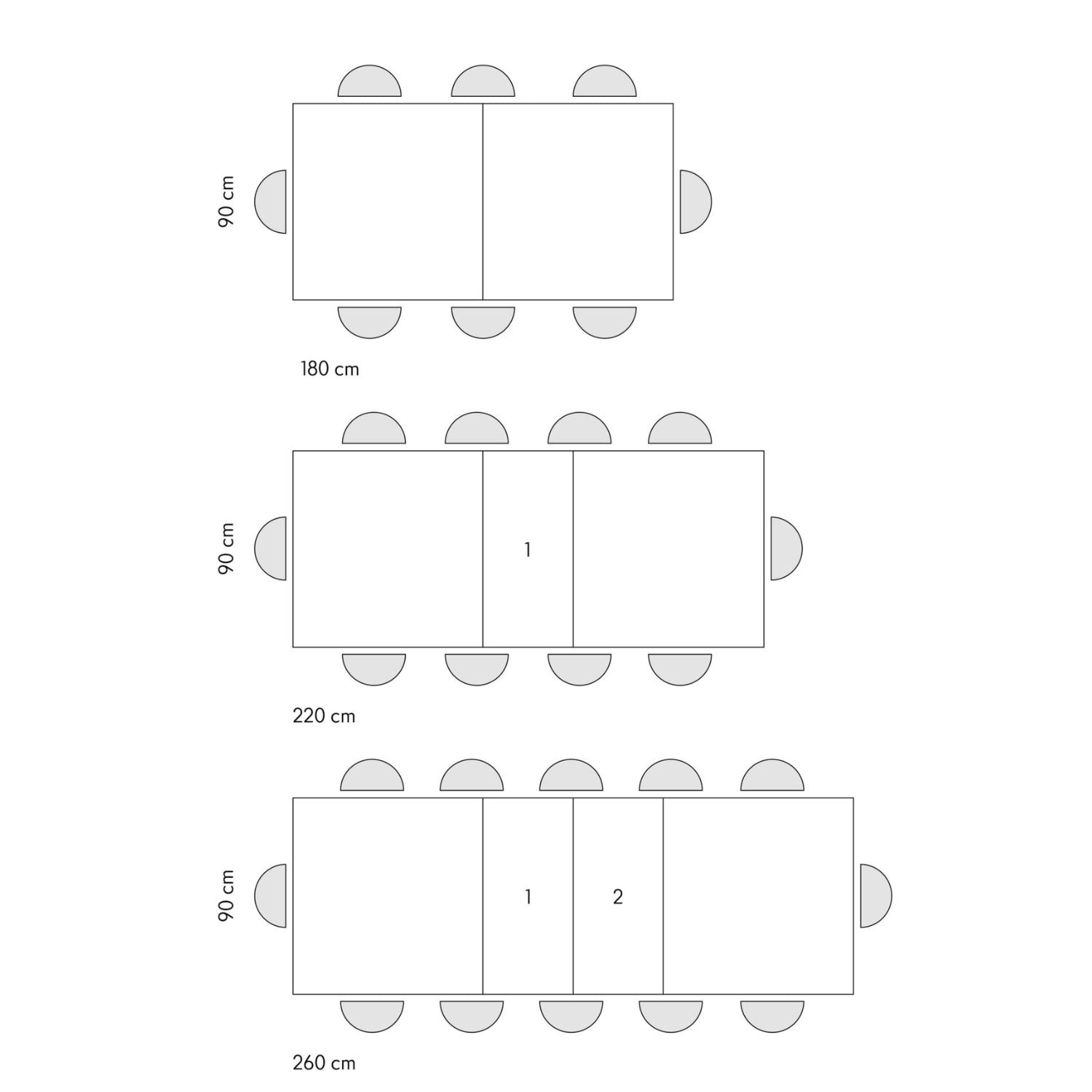 tavolo carrara in legno, finitura bianco frassinato e base in metallo verniciato antracite, allungabile 180×90 cm – 260×90...