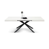 tavolo camaiore in legno, finitura bianco frassinato e base a x in metallo antracite, allungabile 180×90 cm – 260×90 cm,...